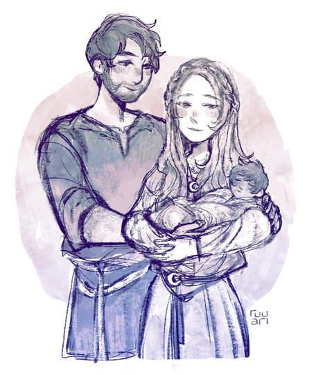 Indri’s parents, Tomas and Biatris, holding him as a baby.
